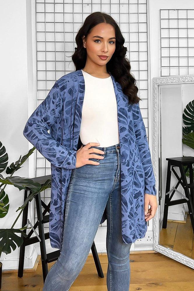 Abstract Pattern Wool Blend Open Front Cardigan-SinglePrice