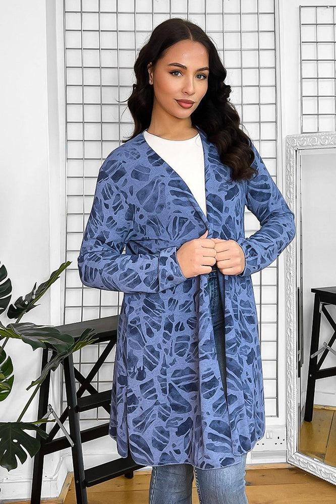 Abstract Pattern Wool Blend Open Front Cardigan-SinglePrice