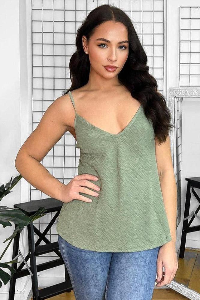 Pure Cotton Spaghetti Straps Cami Top-SinglePrice