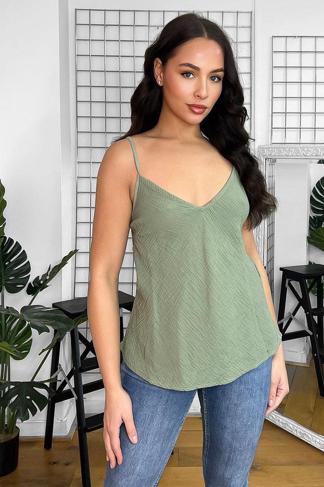 Pure Cotton Spaghetti Straps Cami Top-SinglePrice