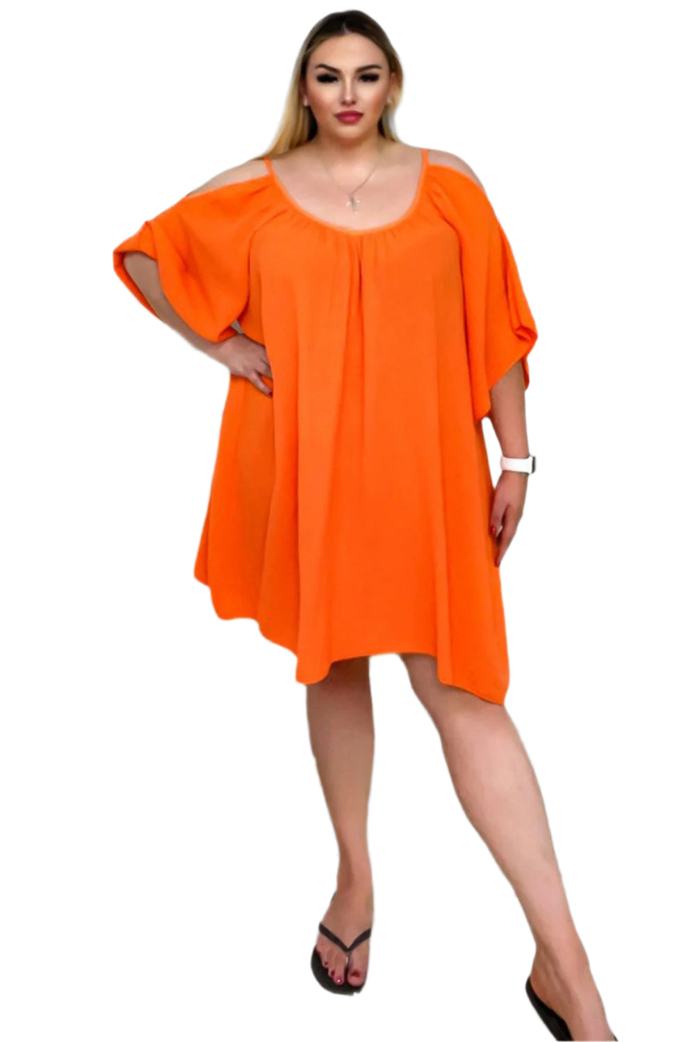 Open Shoulders Cheesecloth Summer Dress-SinglePrice