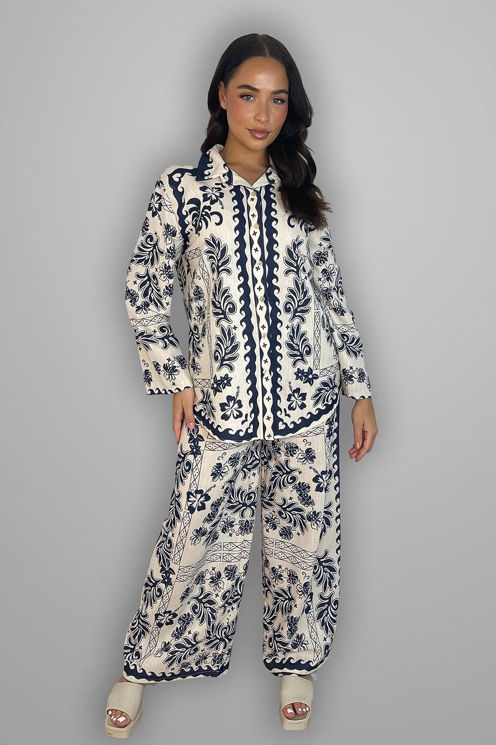 Paisley Print Shirt & Trousers Set-SinglePrice