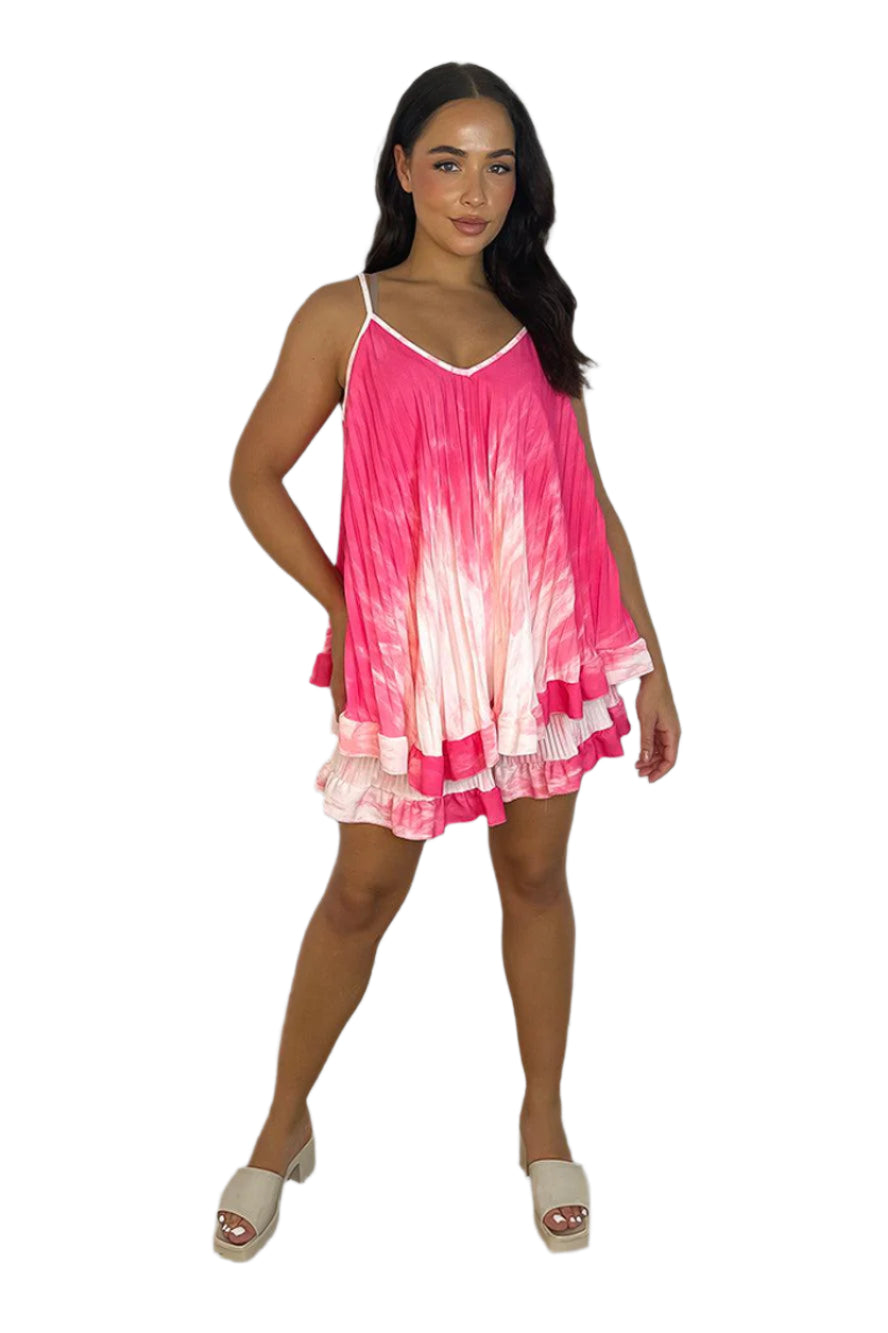 Ombre Print Plisse Tunic And Shorts Set-SinglePrice