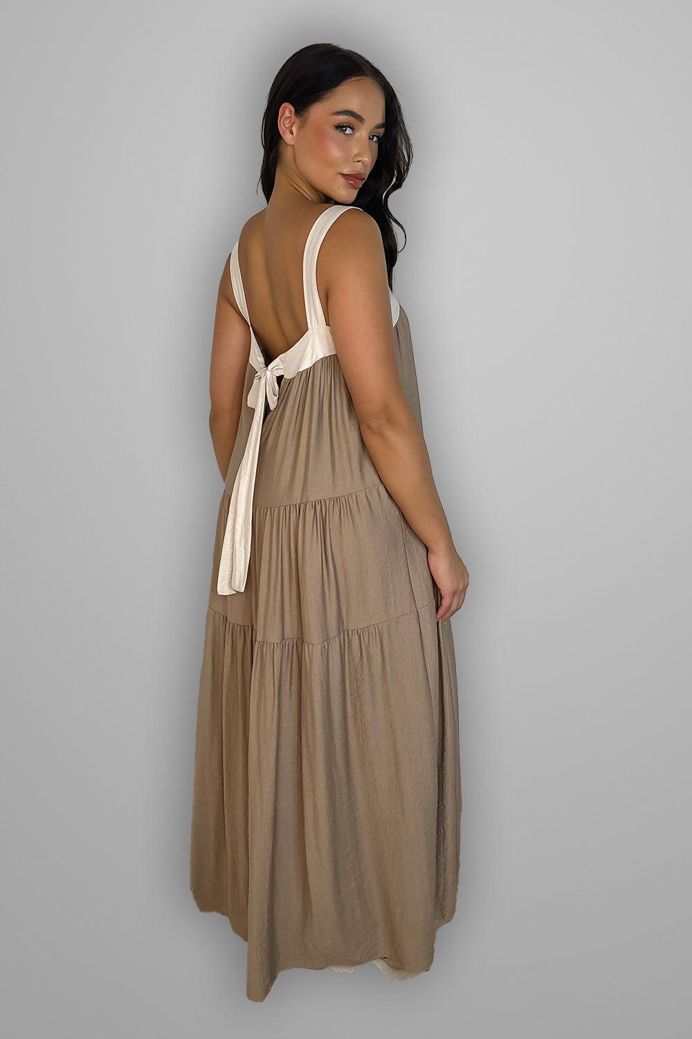 Tiered Cut Out Tie Back Long Sundress