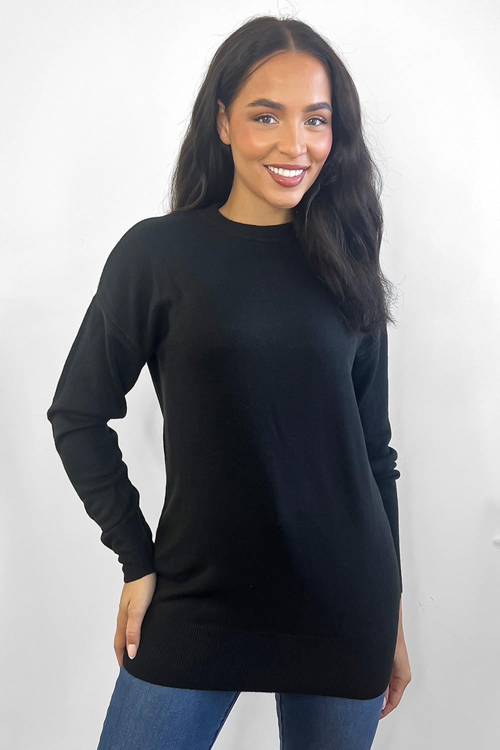 Round Neckline Classic Longline Pullover-SinglePrice