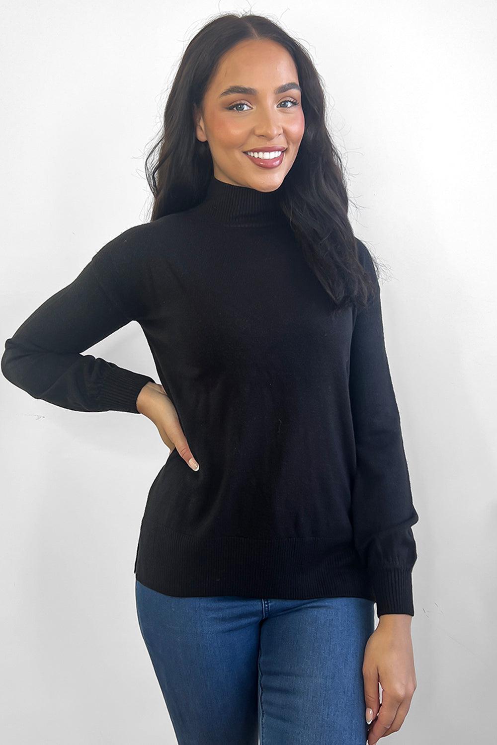 Side Splits High Neck Pullover-SinglePrice