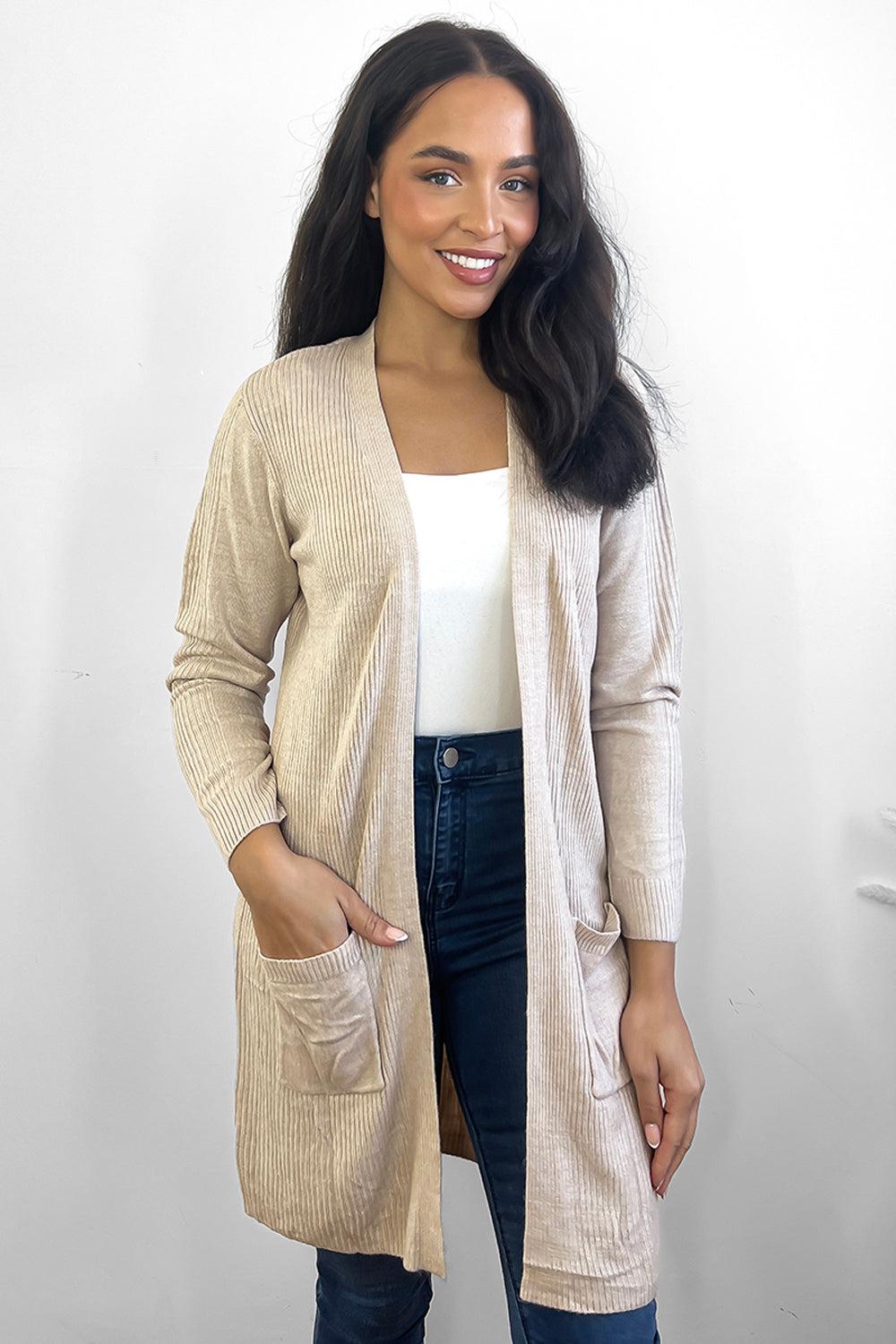 Thin Knit Pockets To Side Cardigan-SinglePrice