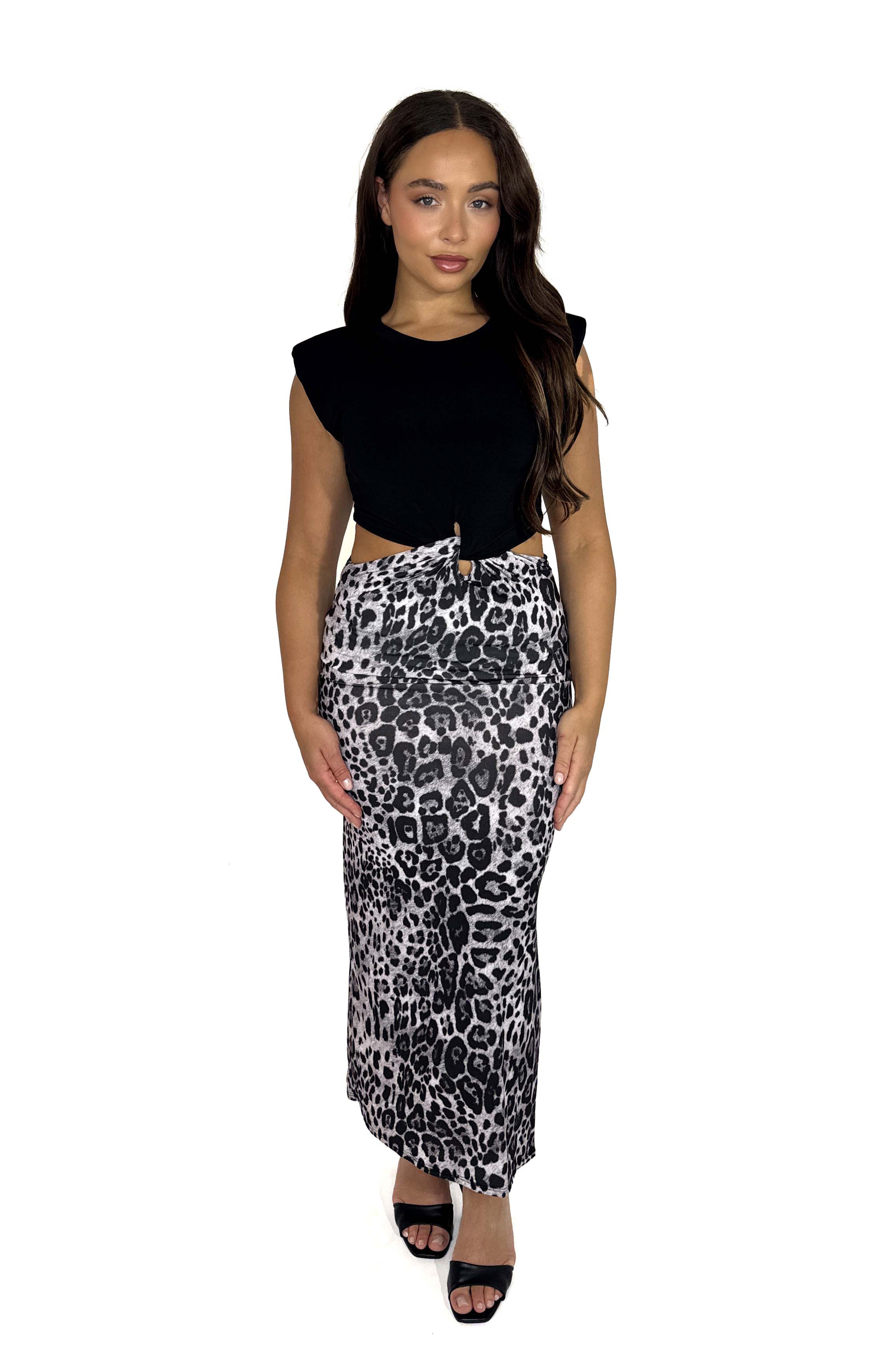 Wholesale Women's Cut Out Side Slit Leopard Print Long Dress (PACK OF 6)