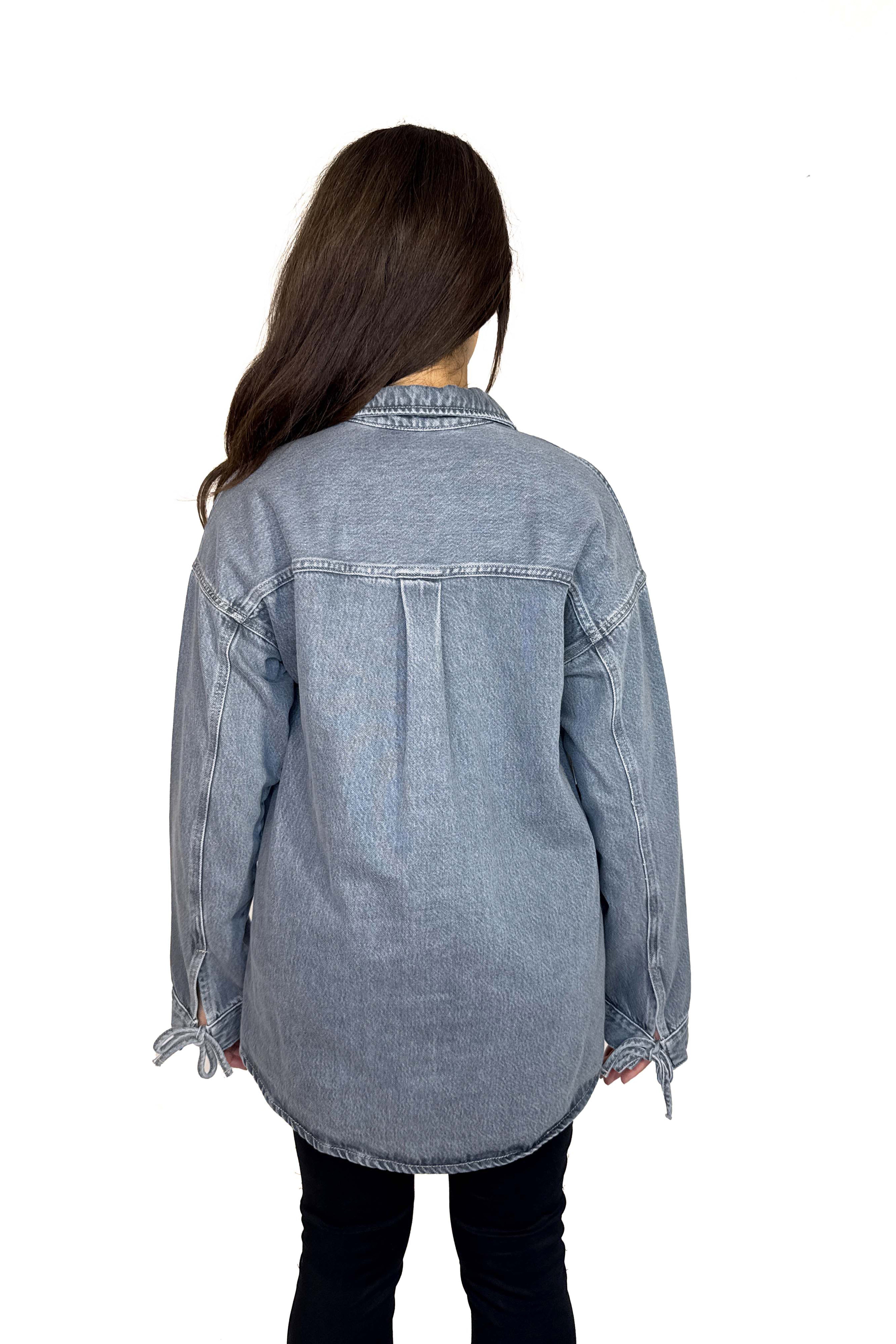 Hi Low Drawstring Denim Top