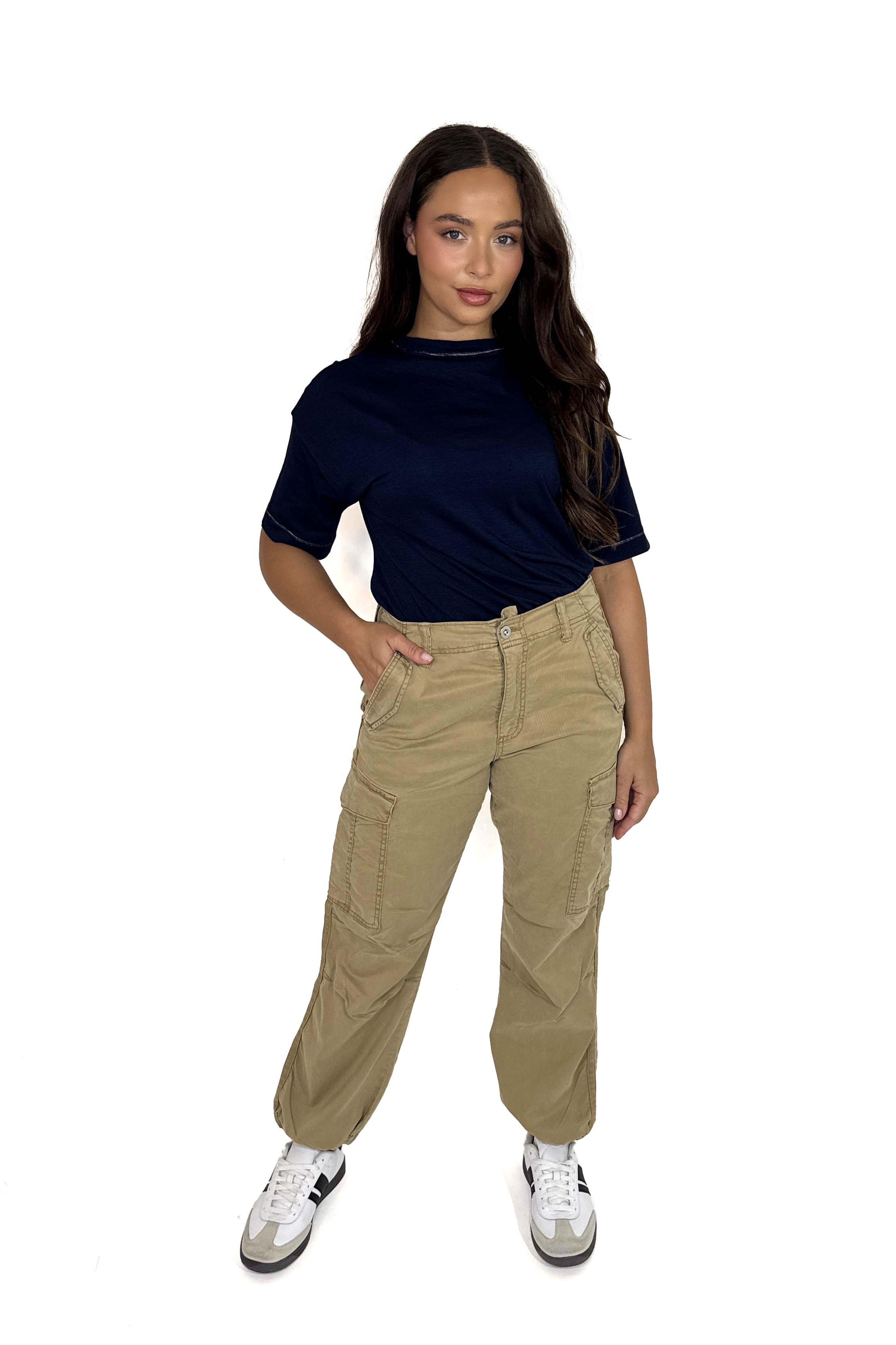 Contrast Stripe Side Faded Cargo Trousers