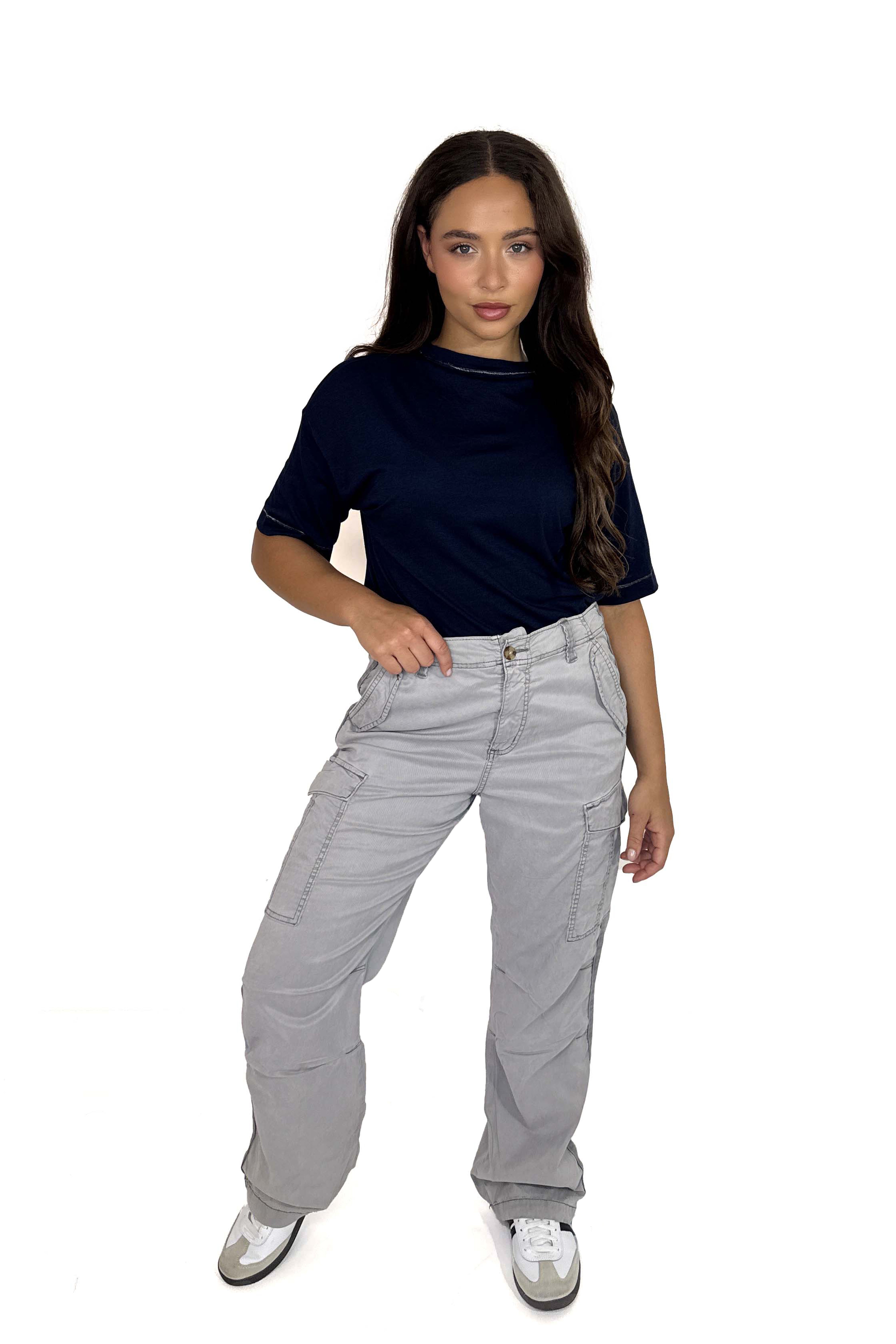 Contrast Stripe Side Faded Cargo Trousers