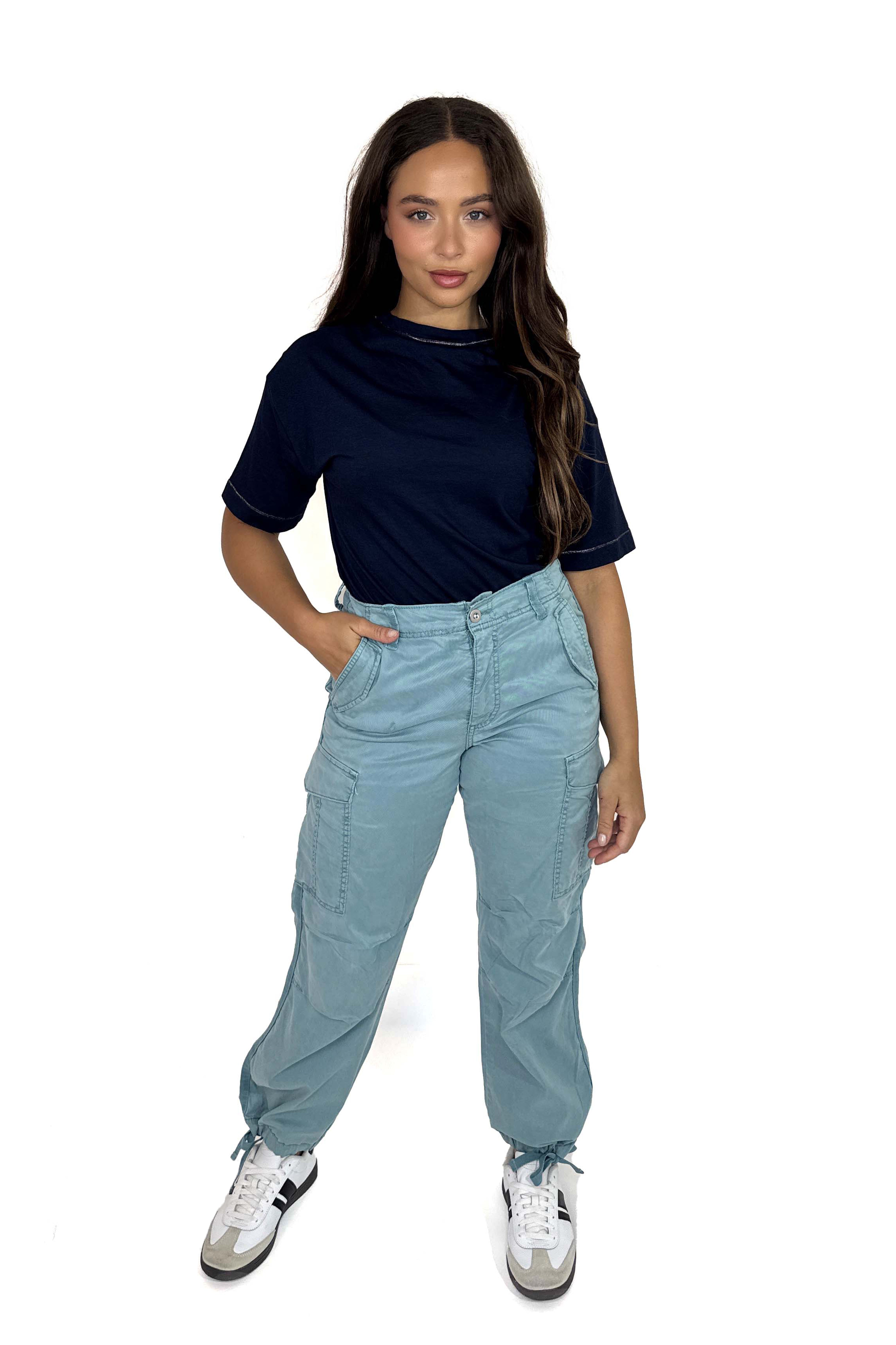 Contrast Stripe Side Faded Cargo Trousers