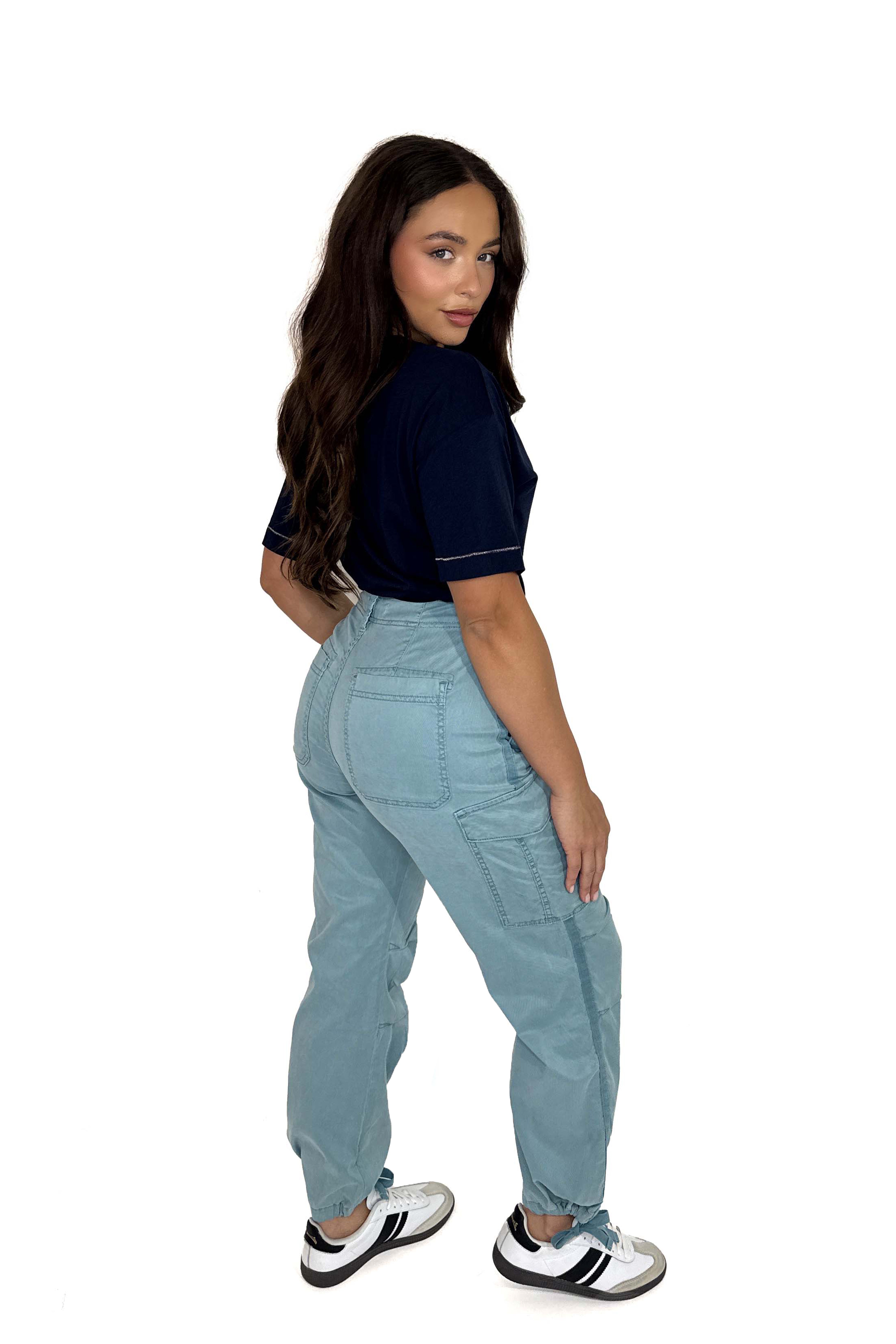 Contrast Stripe Side Faded Cargo Trousers