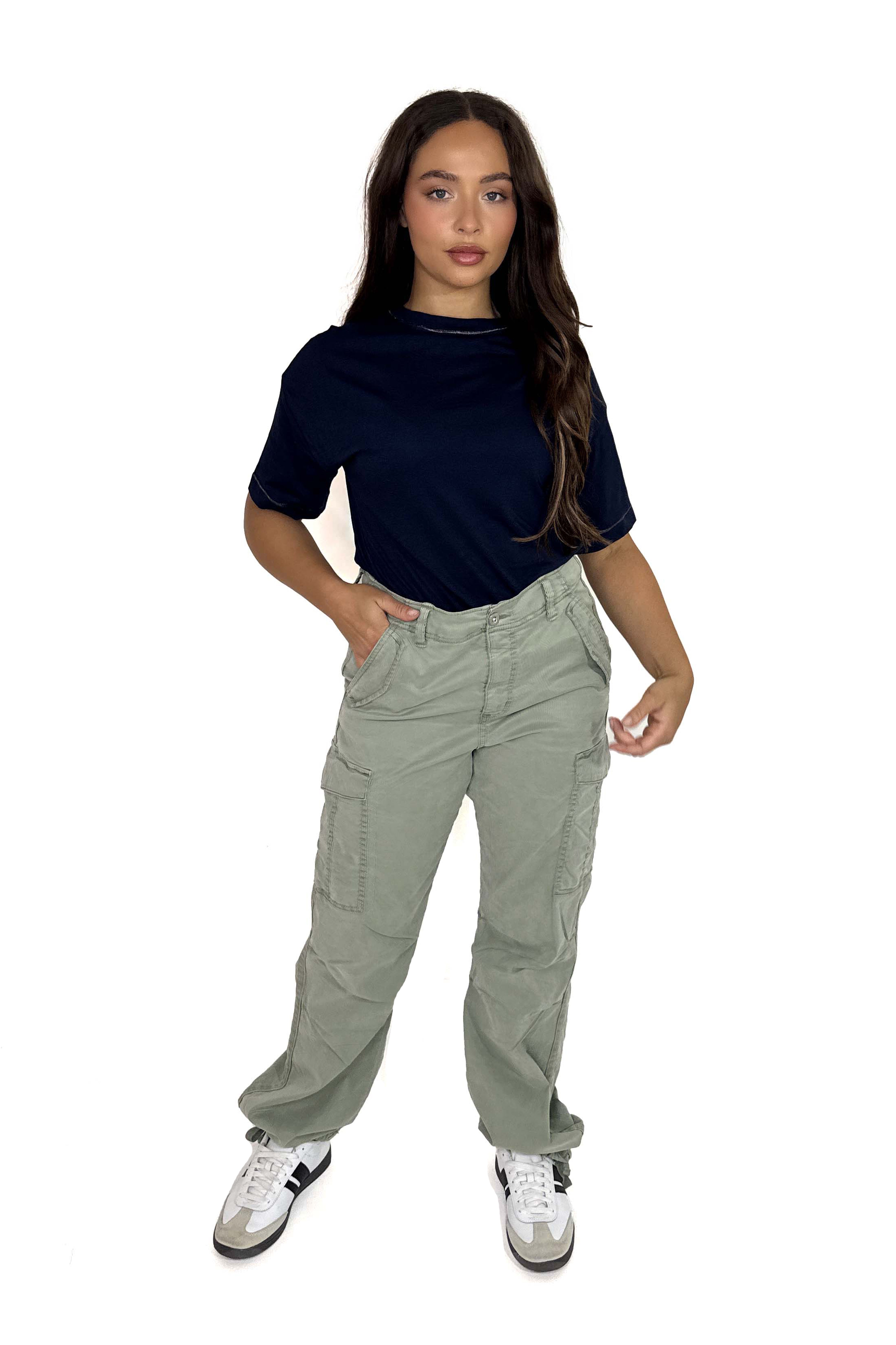 Contrast Stripe Side Faded Cargo Trousers