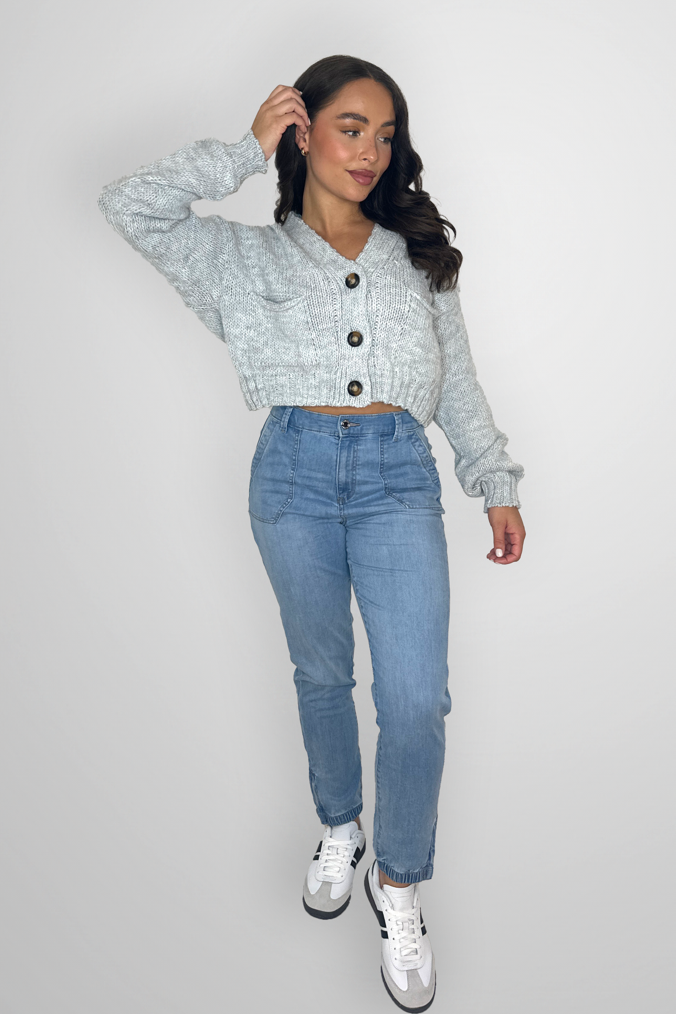 Elasticated Waist Tapered Leg Denim Joggers-SinglePrice