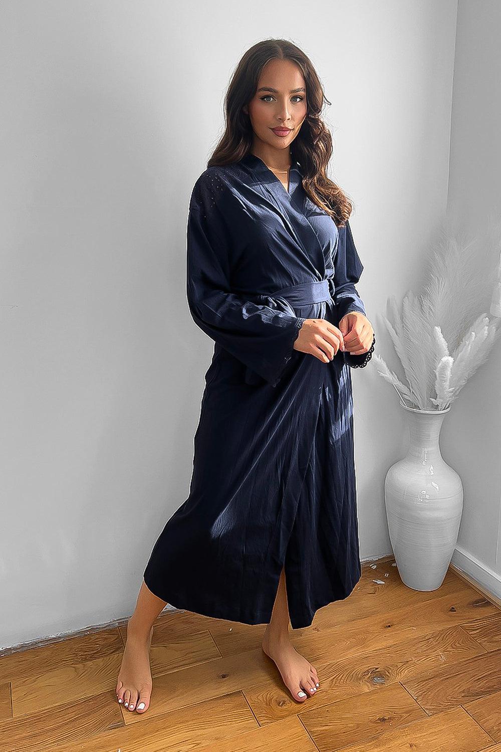 100% Cotton Lace Details Maxi Summer Robe-SinglePrice