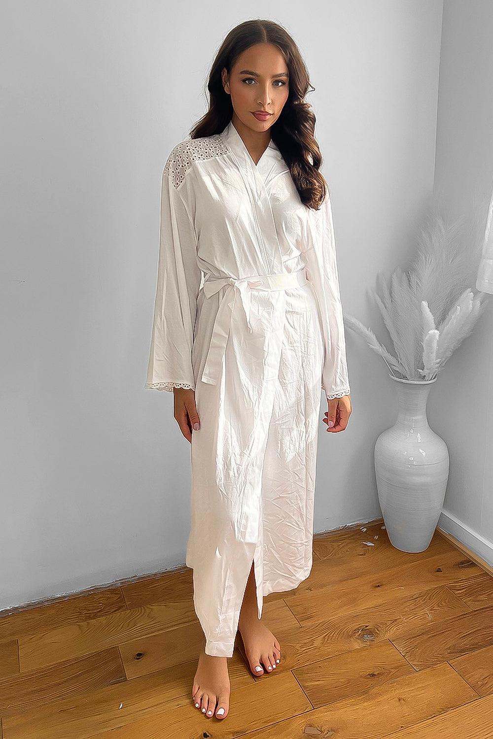 100% Cotton Lace Details Maxi Summer Robe-SinglePrice