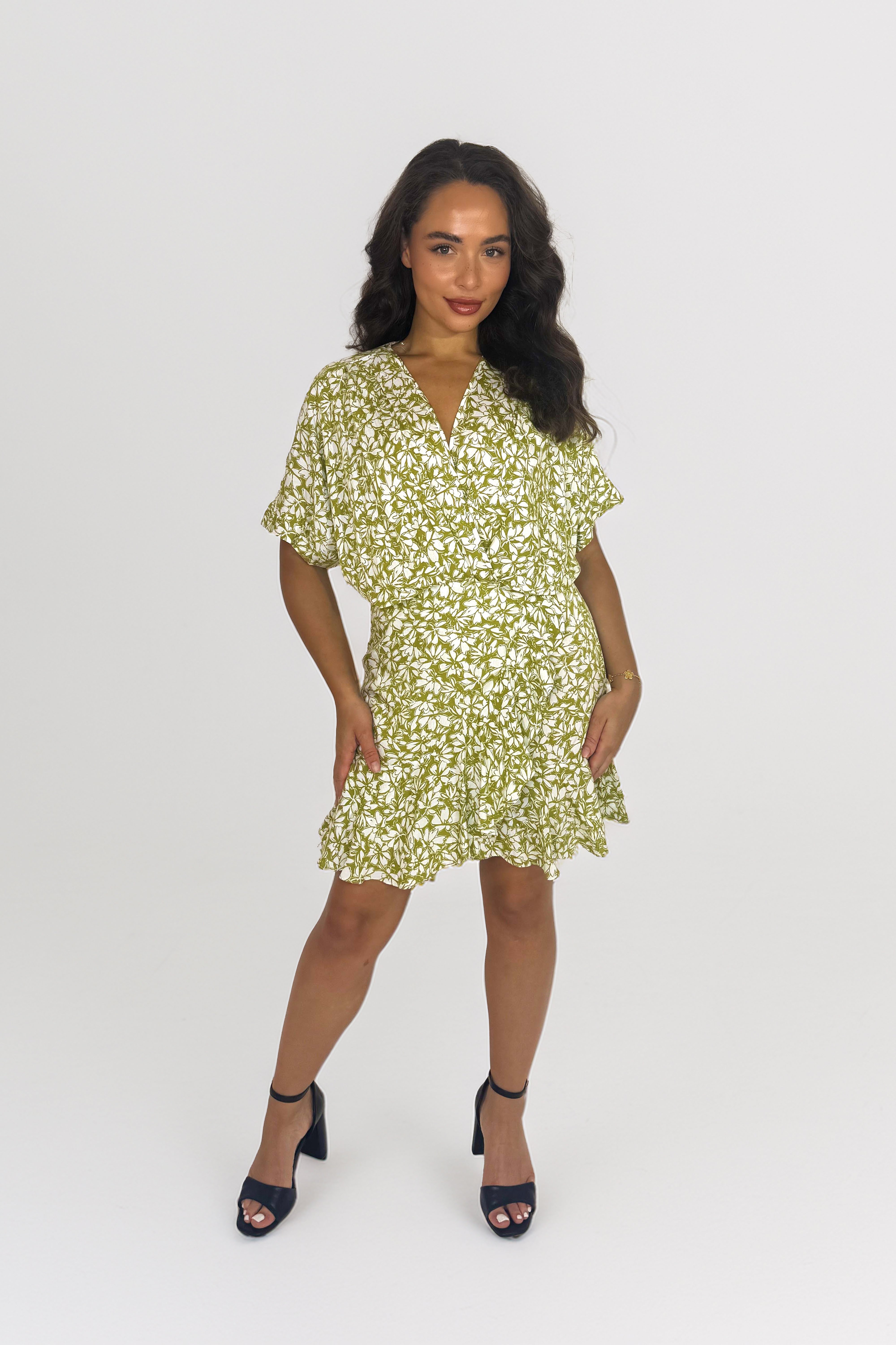 Wholesale Women’s Floral Print Short Viscose Frill Dress (PACK OF 6)