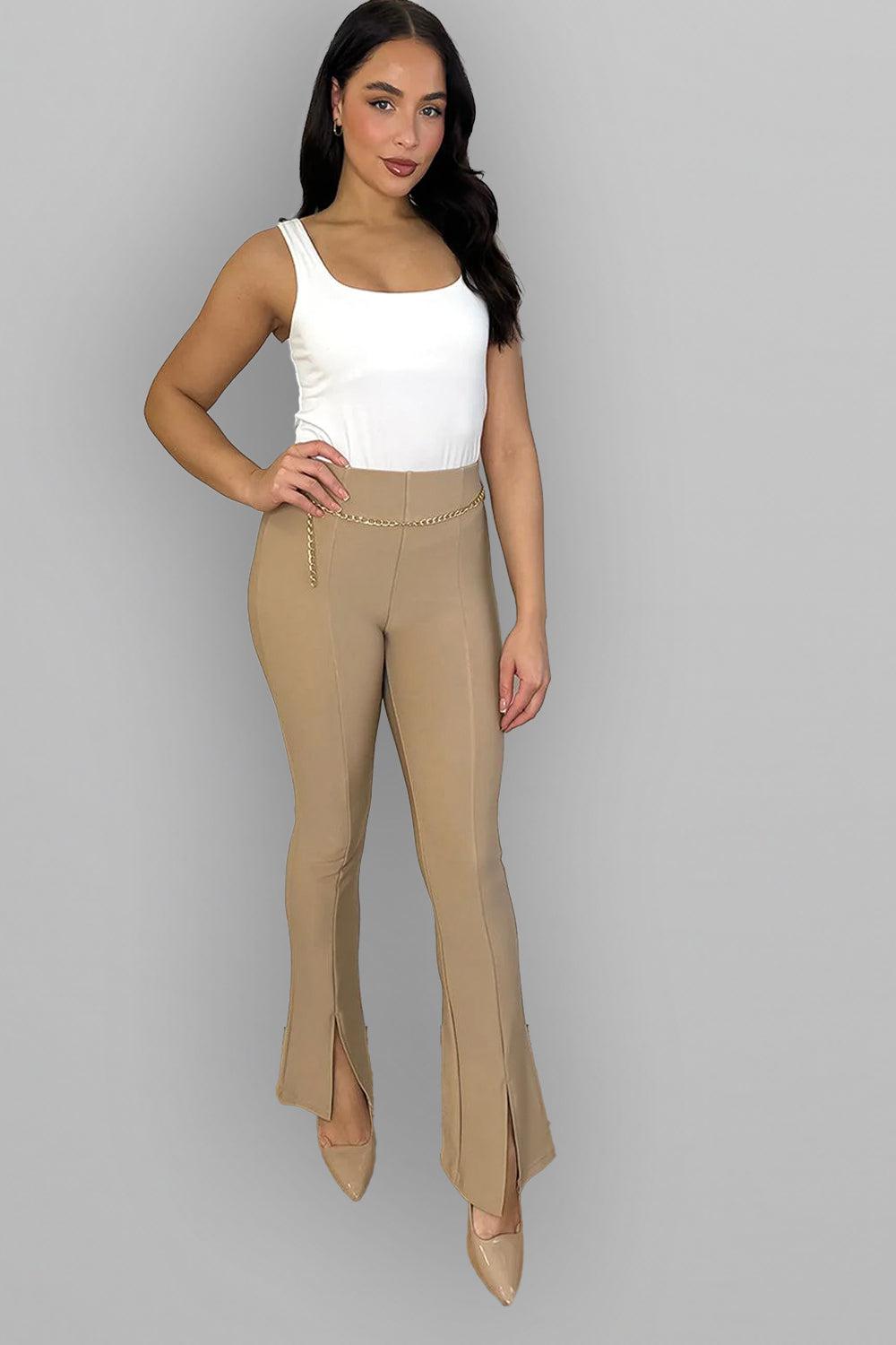 Split Leg Chain Belt Trousers