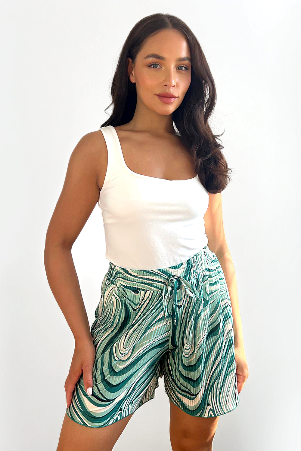 Marble Swirl Print Summer Shorts
