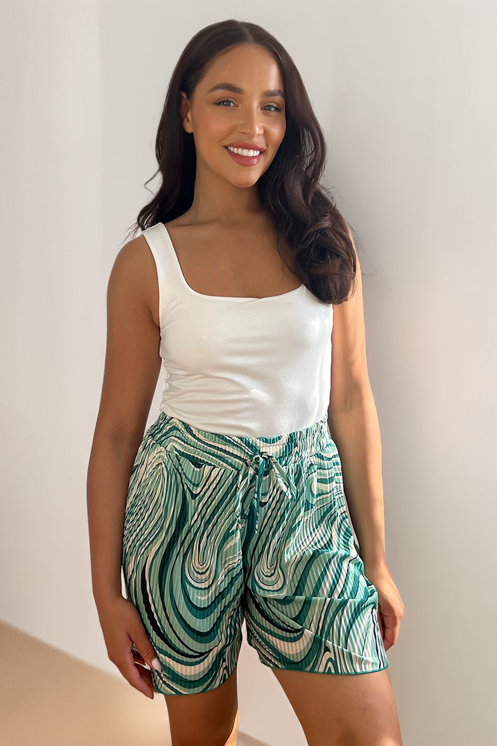 Marble Swirl Print Summer Shorts