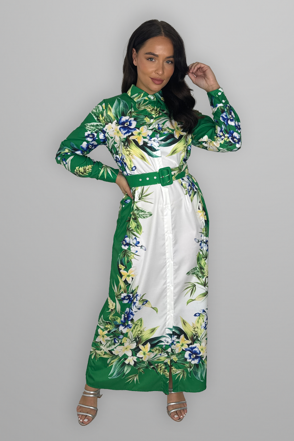 Floral Print Modern Modest Dress-SinglePrice