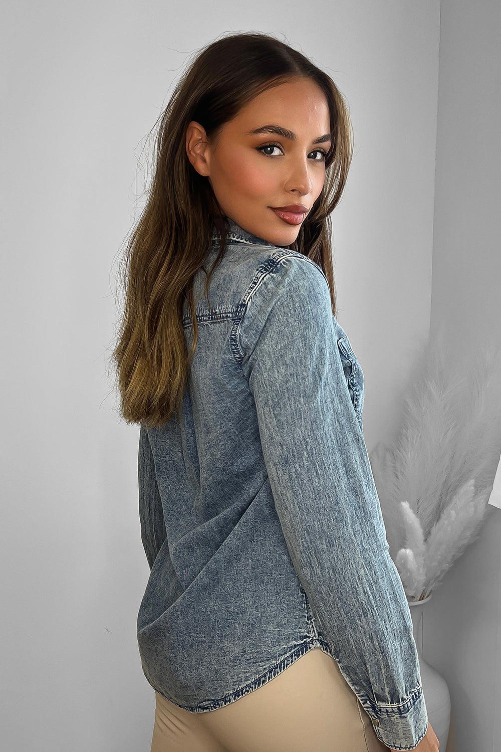 Cotton Acid Wash Denim Shirt-SinglePrice