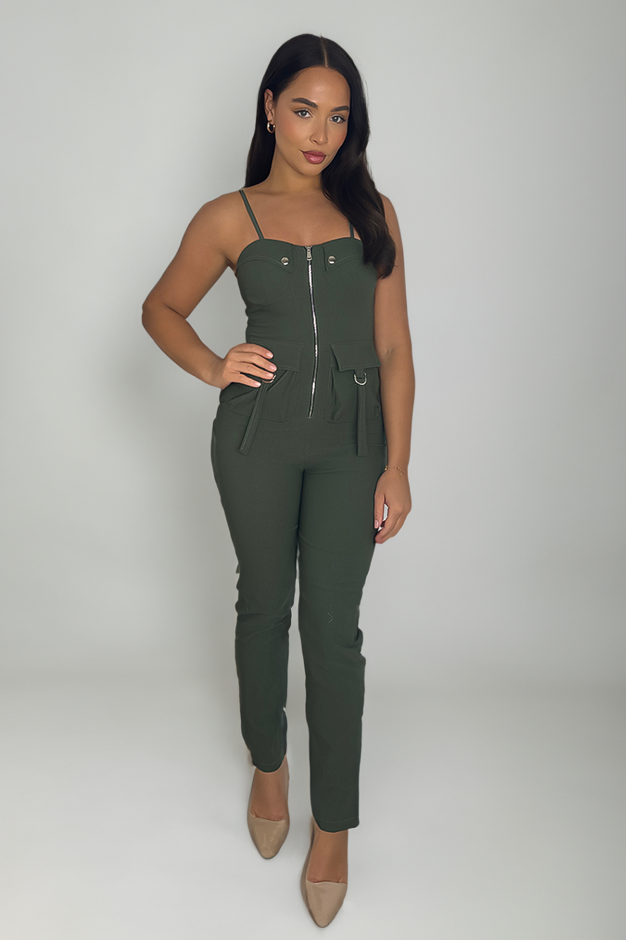 Padded Bustier Strappy Jumpsuit-SinglePrice