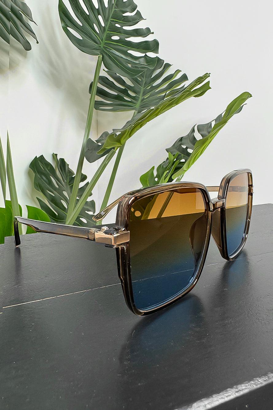 Large Square Thin Frame Sunglasses-SinglePrice