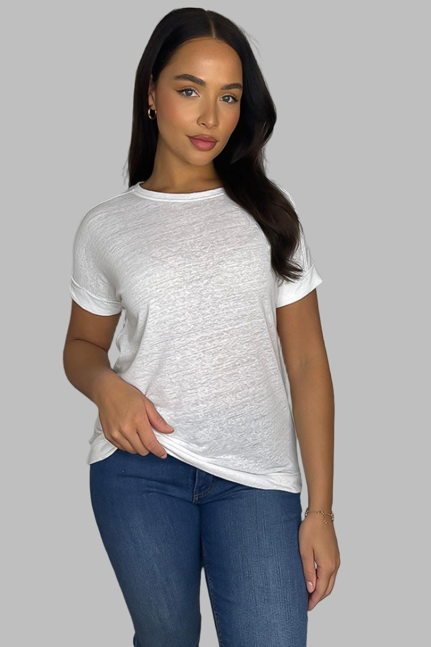 Cotton Short Sleeved Thin T-Shirt-SinglePrice
