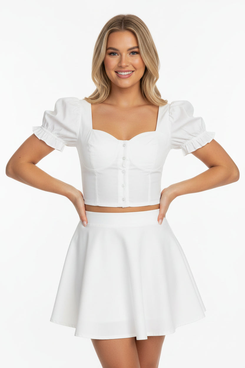 Cotton Cropped Milkmaid Top-SinglePrice