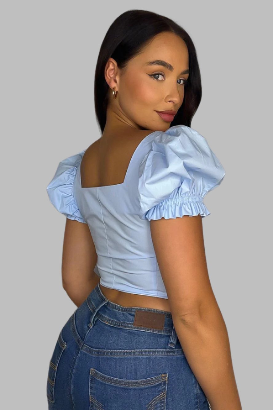 Cotton Cropped Milkmaid Top-SinglePrice