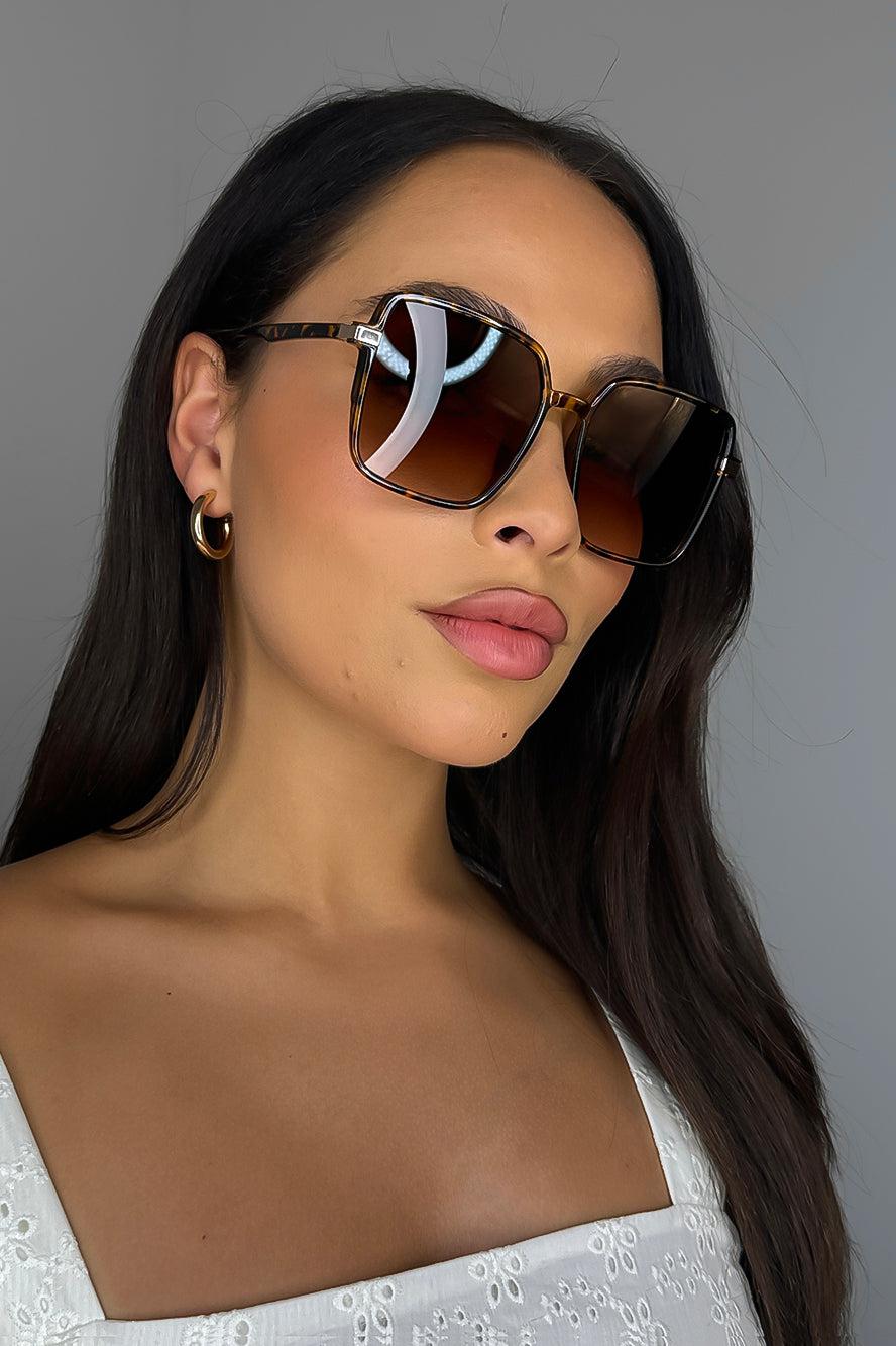 Large Square Thin Frame Sunglasses-SinglePrice