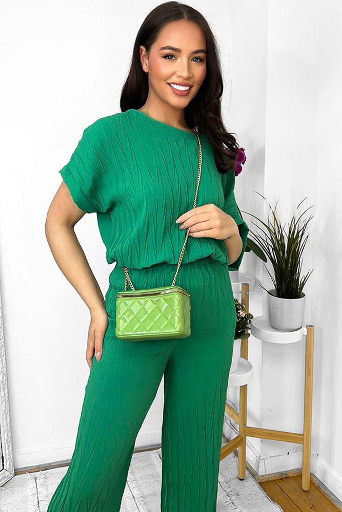 Gold Chain Strap Zip Top Quilted Box Handbag-SinglePrice