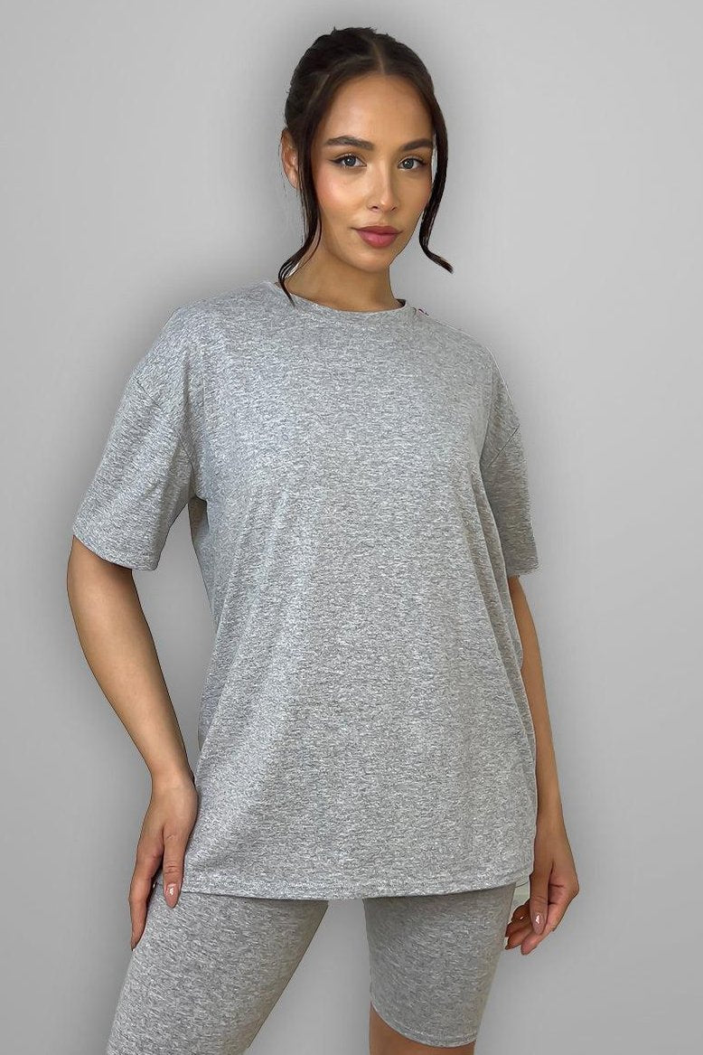 Cotton Blend High Neck T-shirt And Cycling Shorts Set