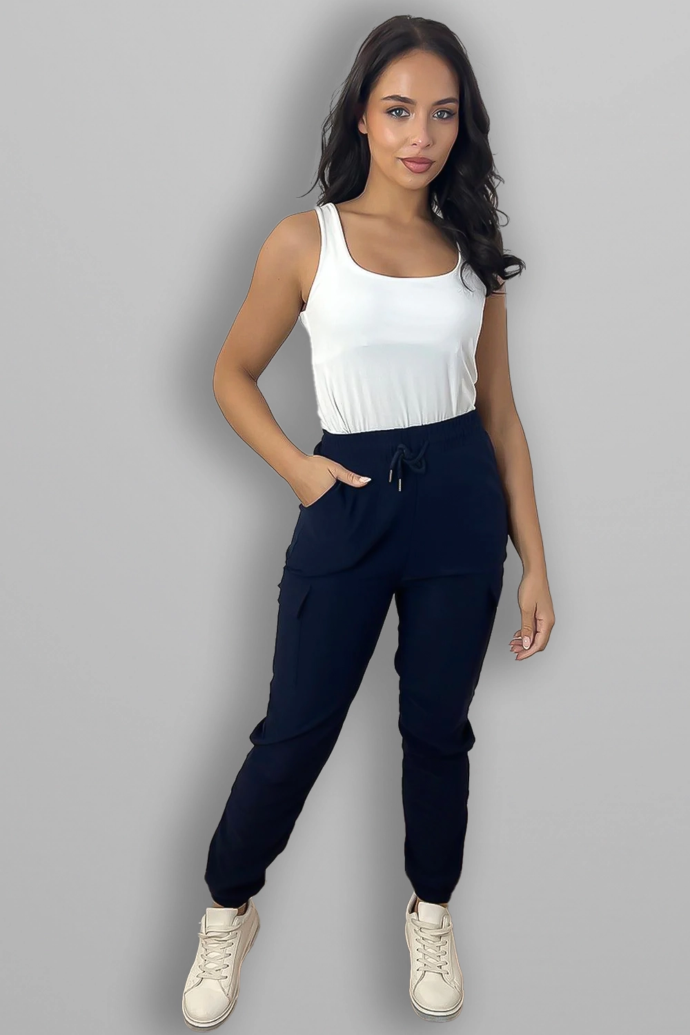 Utility Side Pockets Elastic Waist Jogger Trousers