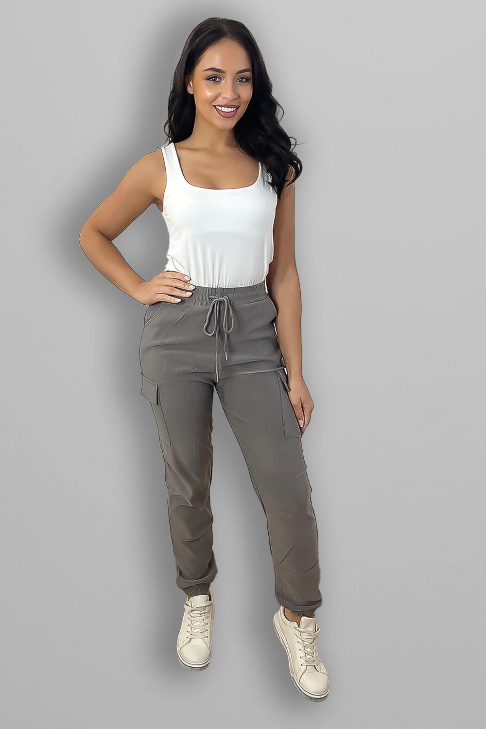 Utility Side Pockets Elastic Waist Jogger Trousers