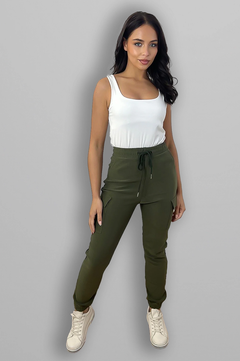 Utility Side Pockets Elastic Waist Jogger Trousers