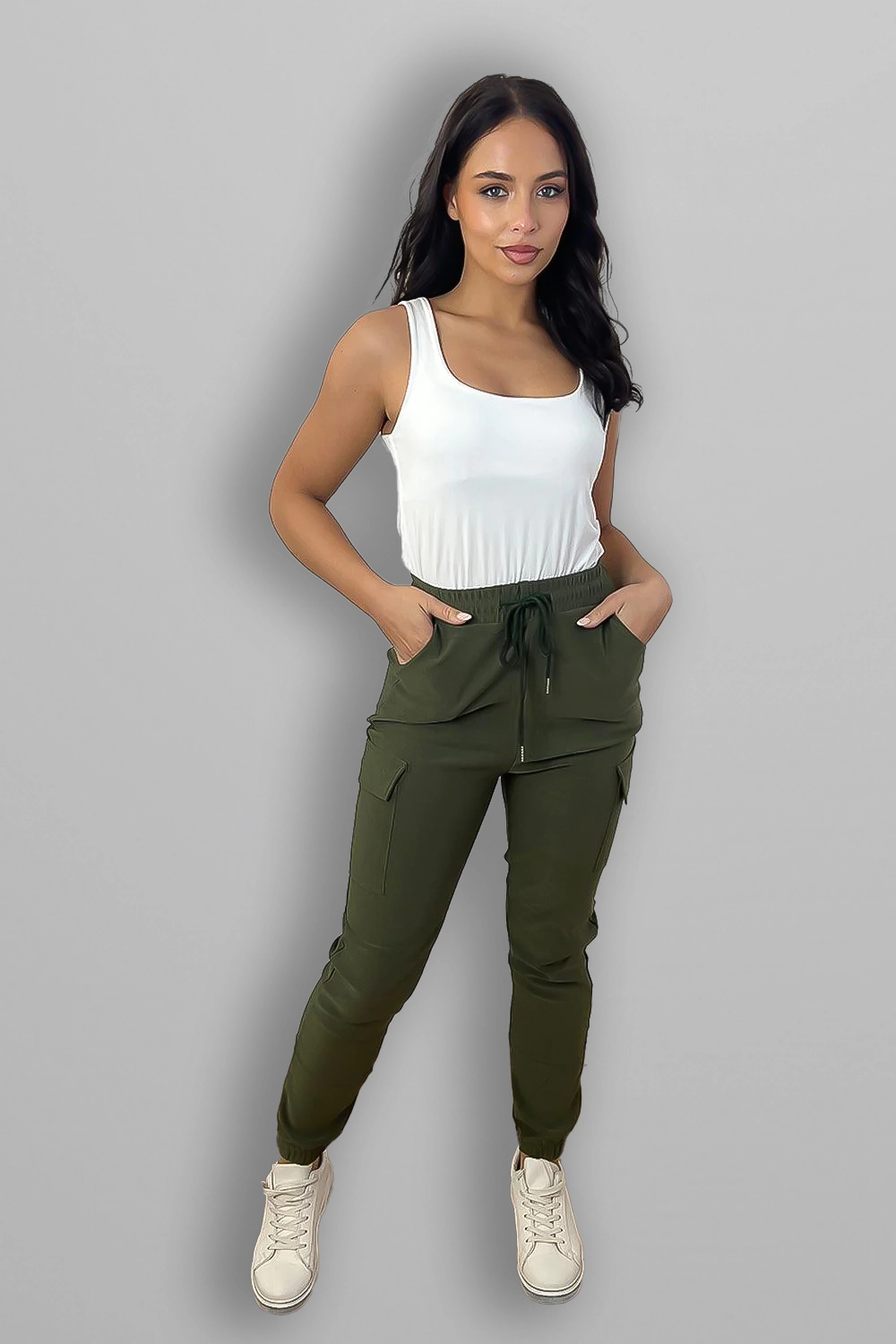 Utility Side Pockets Elastic Waist Jogger Trousers