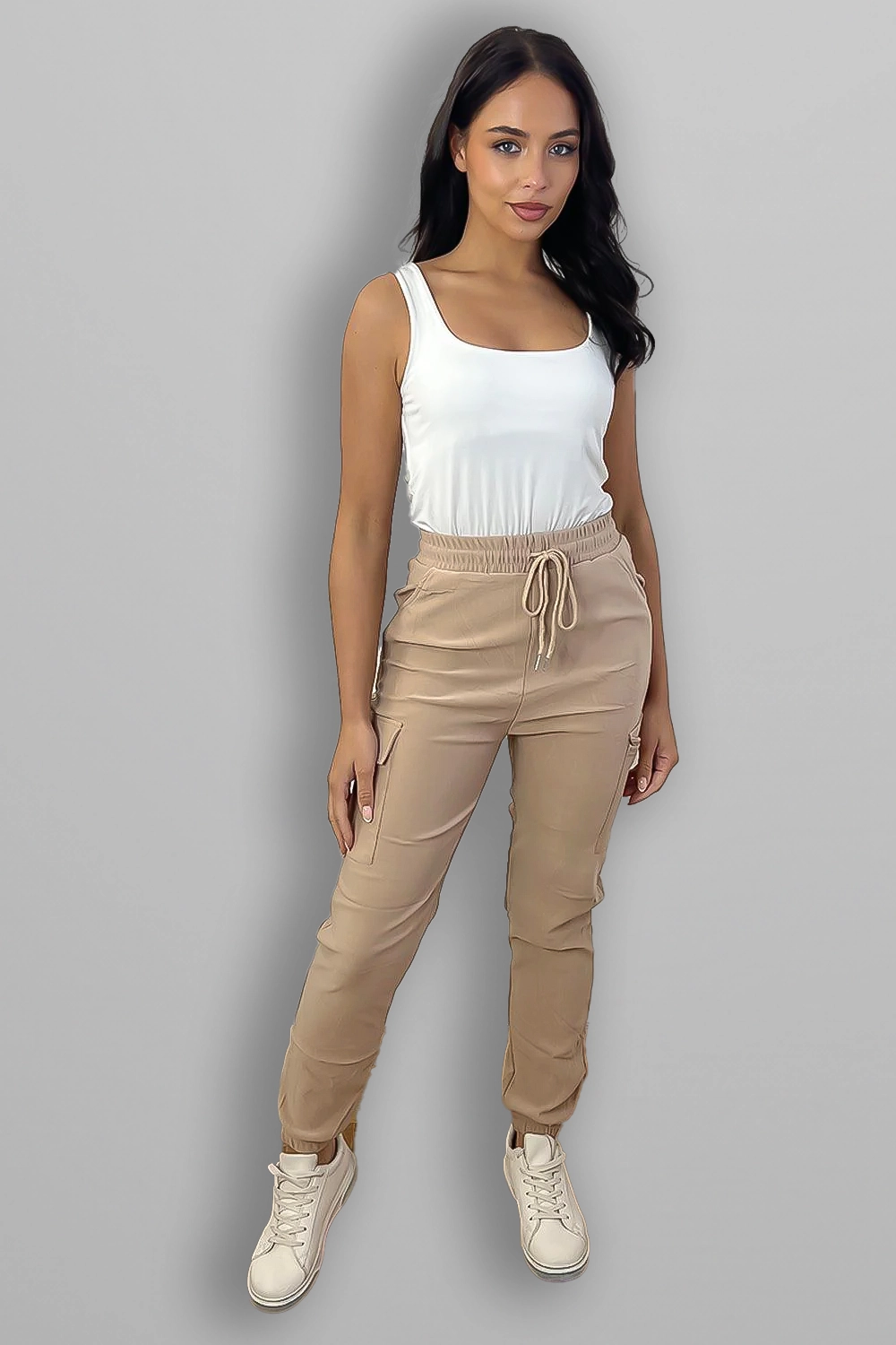 Utility Side Pockets Elastic Waist Jogger Trousers