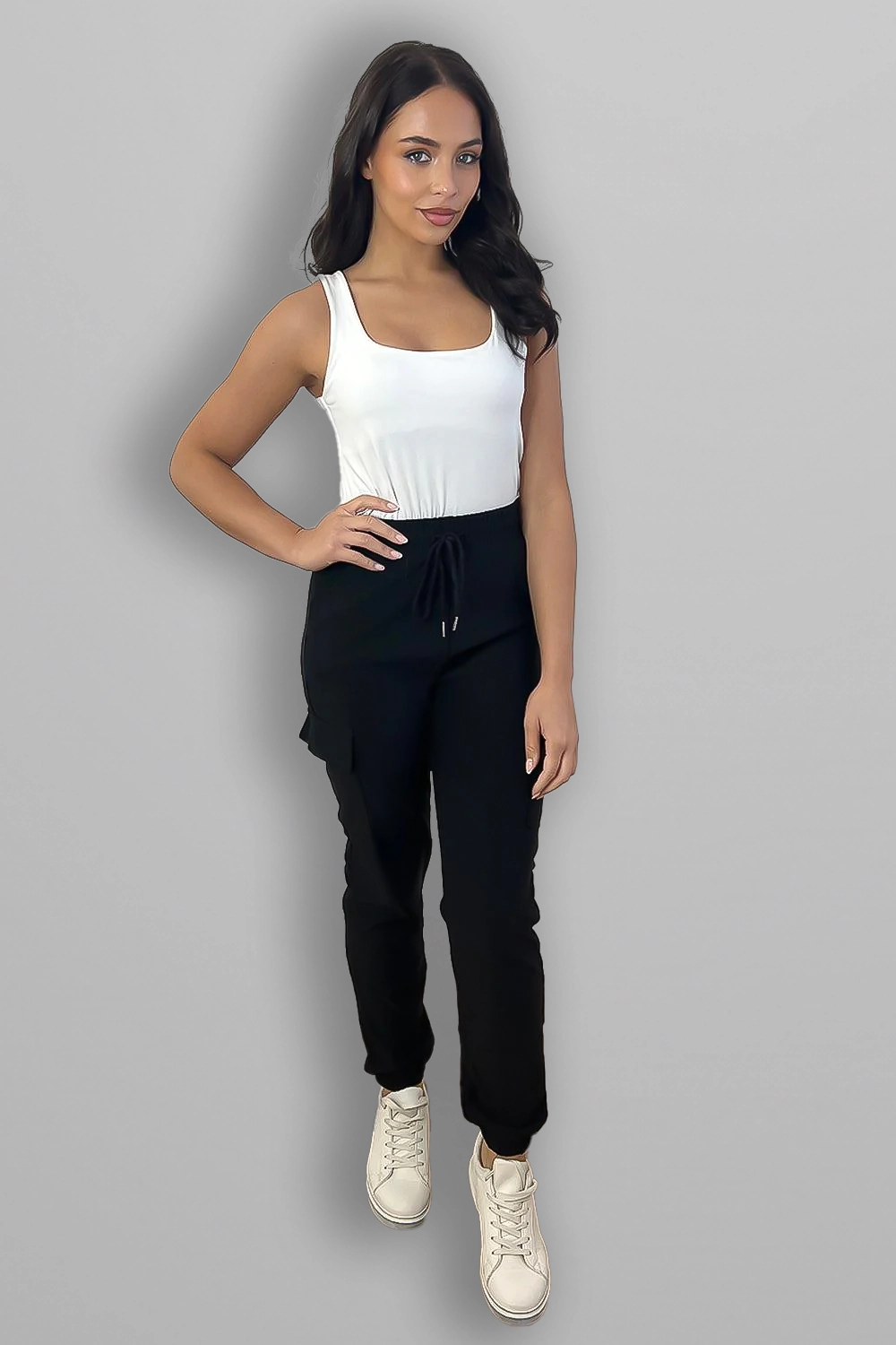 Utility Side Pockets Elastic Waist Jogger Trousers