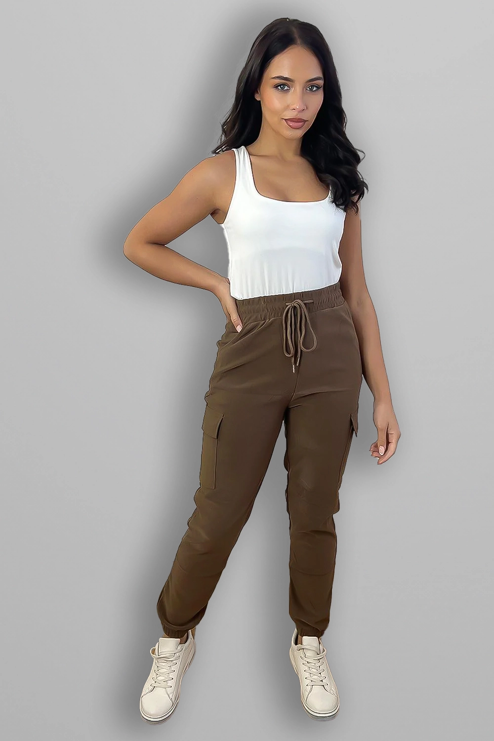 Utility Side Pockets Elastic Waist Jogger Trousers