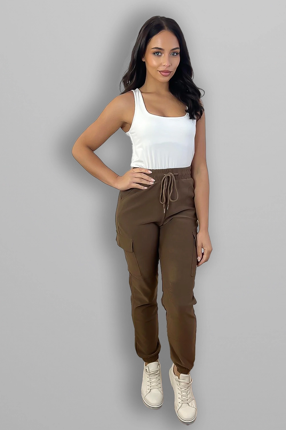 Utility Side Pockets Elastic Waist Jogger Trousers