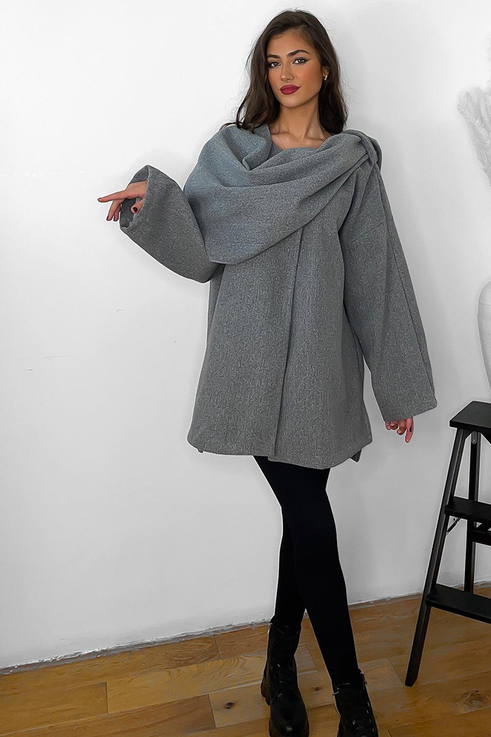 Throw Over Shoulder Detail Coat-SinglePrice