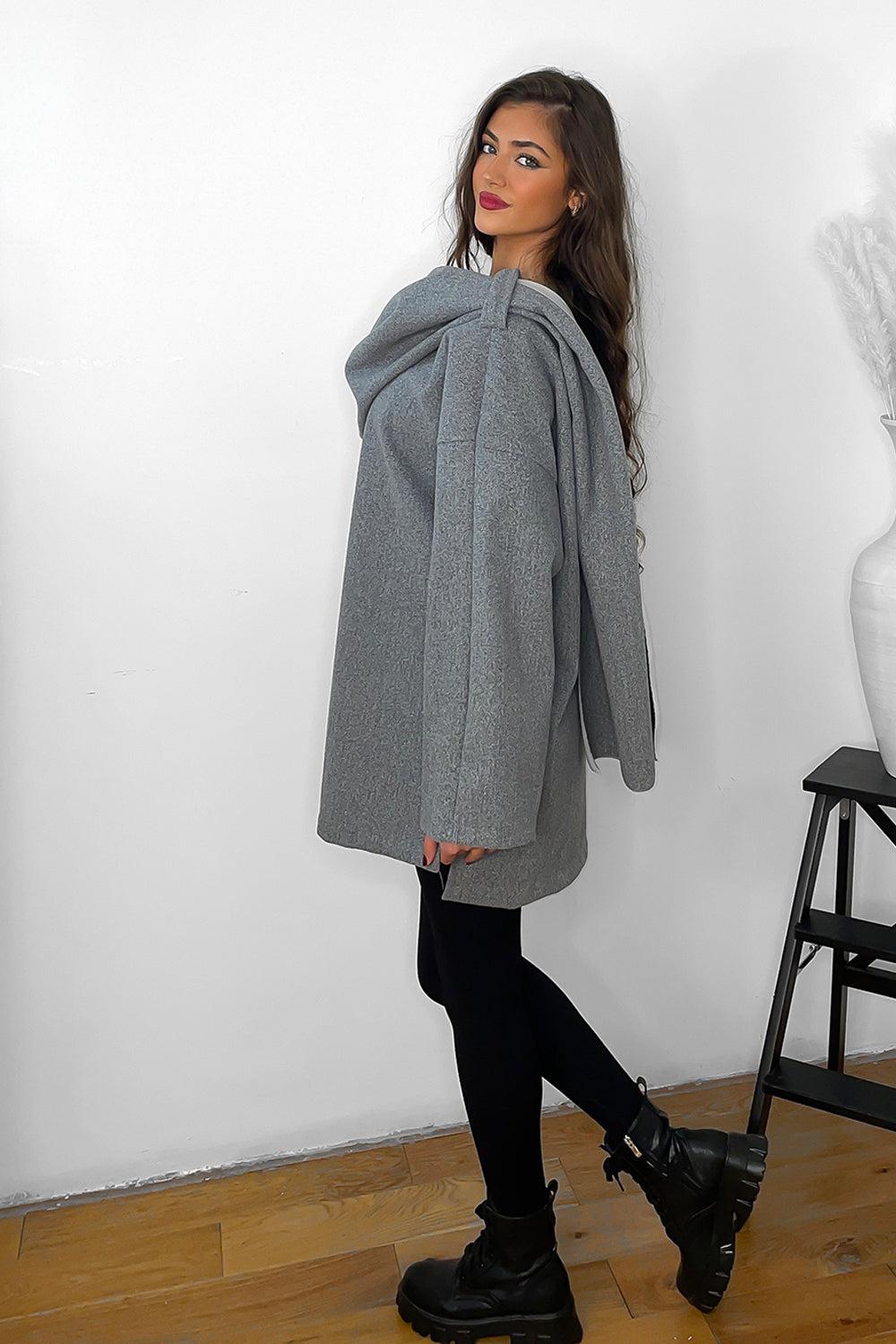 Throw Over Shoulder Detail Coat-SinglePrice