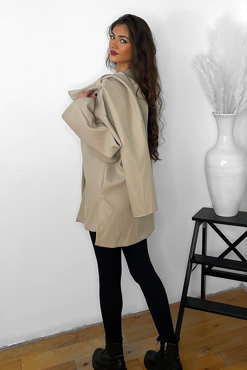 Throw Over Shoulder Detail Coat-SinglePrice