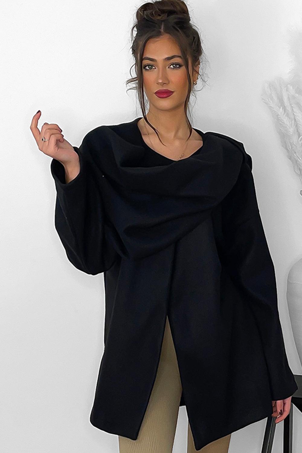 Throw Over Shoulder Detail Coat-SinglePrice