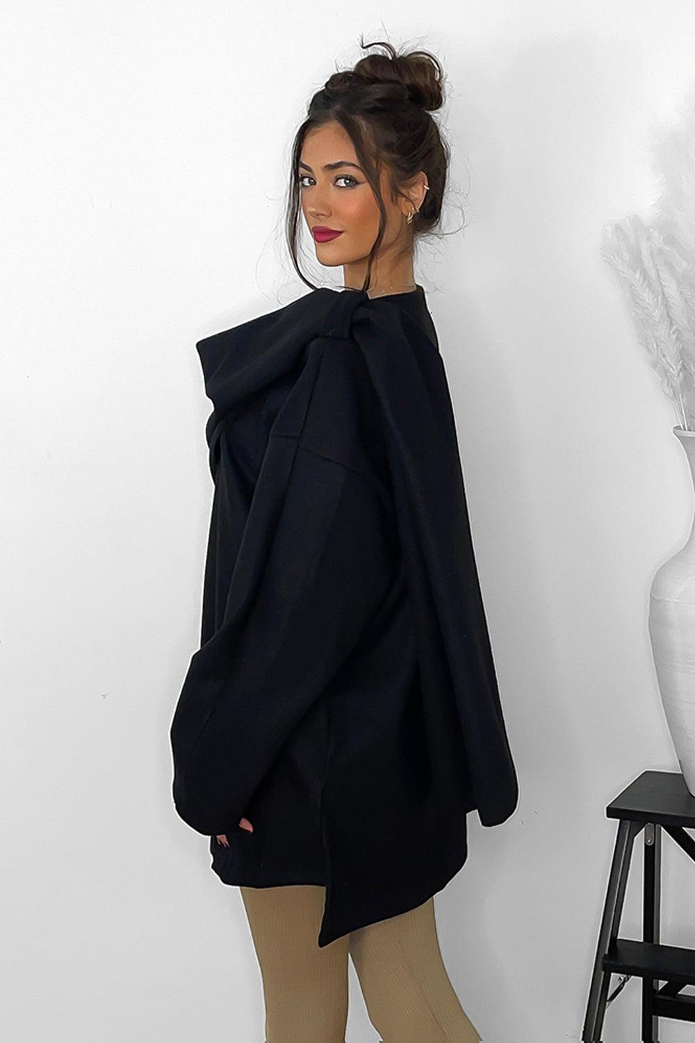 Throw Over Shoulder Detail Coat-SinglePrice