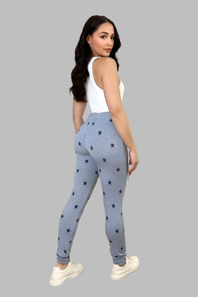 Sky Navy Star Print Elastic Waist Joggers-SinglePrice