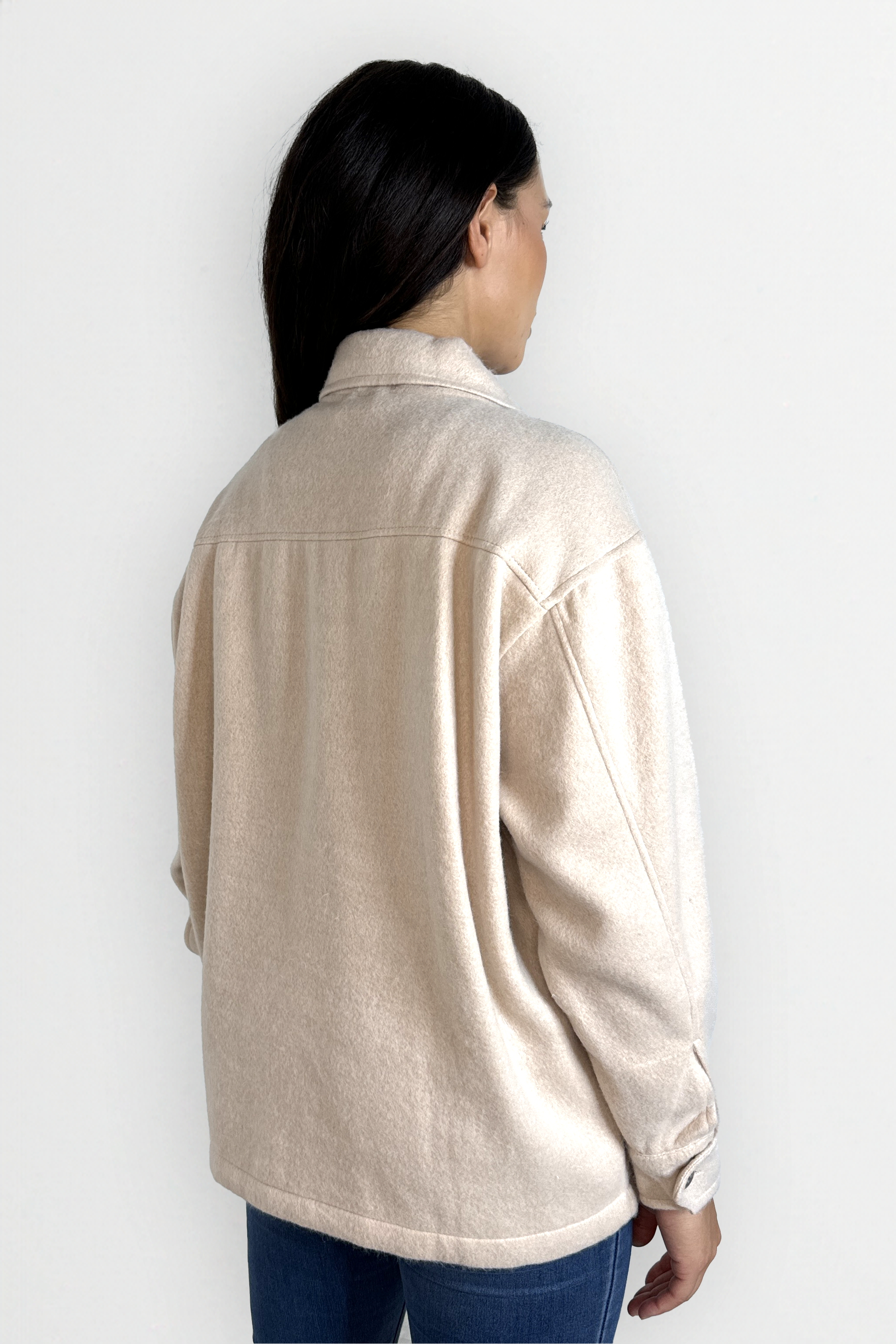 Fleeced Large Pocket Plain Shacket-SinglePrice